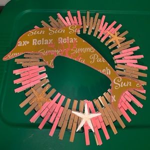 Beach theme Clothespin wreath.